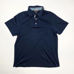 Michael Kors navy blue paisley print polo shirt